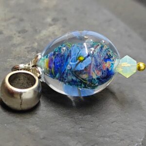 Blue violet pendant with blue bead